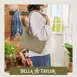Bella Taylor Blakely - Hobo Shoulder Bag for Women - Lightweight Quilted Fabric Purse with Pockets – Khaki Chambray