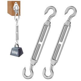 UESDU 2 Pcs M8 Turnbuckle, 304 Stainless Steel Wire Tensioner Heavy Duty Turnbuckle Hook Adjustable Turnbuckles Wire Tensioners for Sail Shade