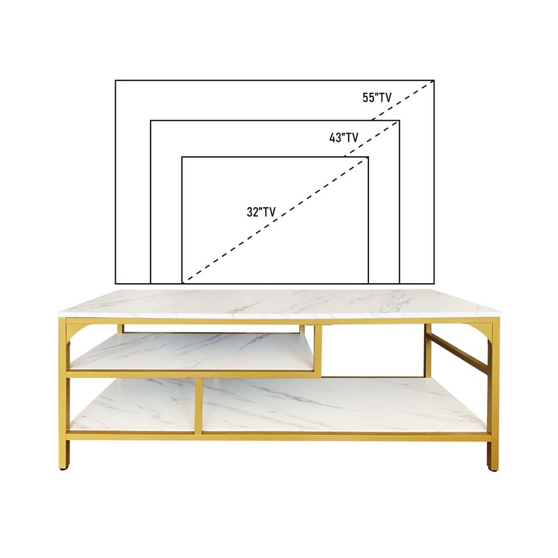 AT-VALY 3-Tier Stand for TV Media Console Table with Open
