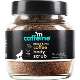 mCaffeine Naked and Raw Coffee Body Scrub - Body Wash Treats Ingrown Hair - Body Exfoliator Softens Skin - Coconut - All Skin Types - 55 g