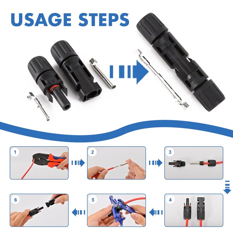 Usngsny 40 PCS Solar Connectors, Male/Female Waterproof IP67, MC4 1000V