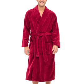 Alexander Del Rossa Mens Robe Plush, Mens Bath Robes for Men, Mens Robe Plush, Men's Bathrobes, Warm Fleece Robe Men Burgundy 2 Medium (A0114WNEMD)