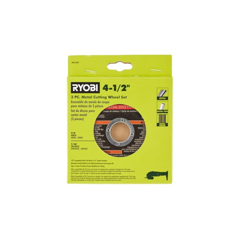 RYOBI 3 PC. 4-1/2" Metal Cutting Wheel Set 3 Pack