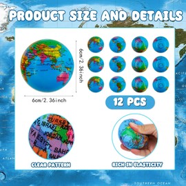 Pack of 12 Stress Balls, Stress Ball World Globe, Anti-Stress Ball, Stress Ball Globe, Foam Balls, Squishy Ball, Football Stress Balls, Anti-Stress Toy for Children and Adults
