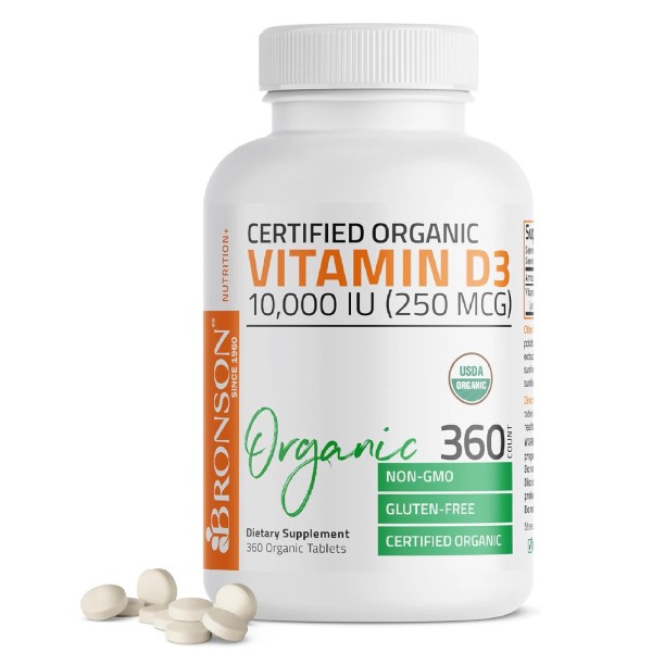 Bronson Vitamin D3 10,000 IU (250 mcg) Certified Organic High