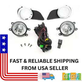 CONCEPT AUTOMOTIVE LIGHTS For 2011-2015 Toyota Sienna Fog Light Lamps Kit with Chrome Bezels L&R