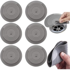 6 Piezas Tapones De Silicona para Desagüe De Piso - 15 cm XL Grande, Tapón de Silicona con Ventosa,Tapones De Drenaje De Gel De Sílice, Filtro, Protectores de Drenaje para el Hogar（Gris）