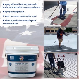 Countryman Coatings - 100% Silicone Roof Coating - Restore Your Roof in a Day - Seal Leaks, Cracks, Seams, Penetrations - Adheres to All Surfaces (1 Gallon, Light Gray