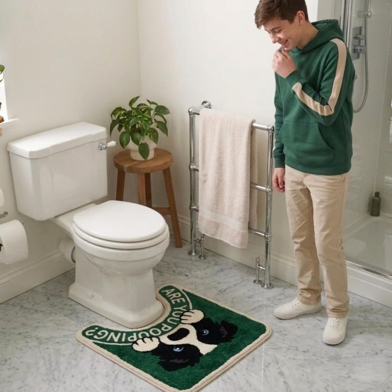 Border Collie U-Shaped Toilet Rug 24''x20'' Non Slip Bathroom Mat