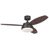 Alloy Two-Light 42" Reversible Three-Blade Indoor Ceiling Fan, Oil Rubbed
