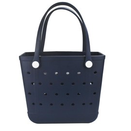 Chokoter Beach Bag, Waterproof Beach Tote, Rubber Medium Tote Bag, Washable and Durable Open Handbag for Boat Pool Sports (Dark Blue2)