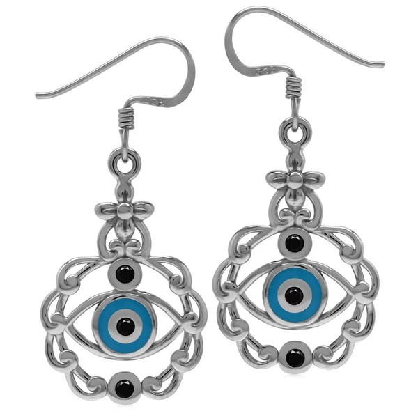 Silvershake Black Cubic Zirconia and Blue Enamel 925 Sterling Silver