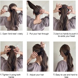 8 pinzas para el pelo vintage para nido de pájaros, soporte para coleta de caballo, accesorios para moño, accesorios para mujeres y niñas, extensible para moño, fijo, pinza para el cabello, estilo vintage, retráctil, soporte para coleta de caballo (mate (