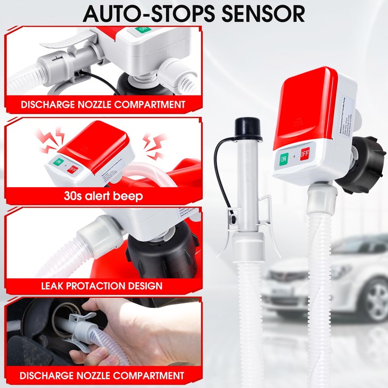 Fuel Transfer Pump with Auto-Stop Sensor-3.2GPM,30s Alert Beep,Overfill Protection,51"Hose Transfer
