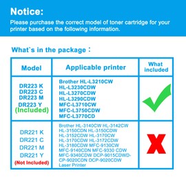 LCL Compatible DR223CL Drum Unit Replacement for Brother DR-223 DR223 DR-223CL Compatible with HL-L3210CW HL-L3230CDW HL-L3290CDW HL-L3270CDW Printer for Black or Cyan or Magenta or Yellow (4-Pack)