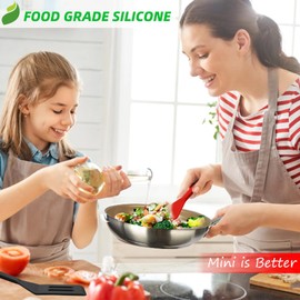 Mini Silicone Brownie Serving Spatula Set Flexible Non Stick Serve Turner Heat Resistant Cooking Spatula for Flip Eggs Crepe Steak Pizza Kitchen Utensil (Red, Black)