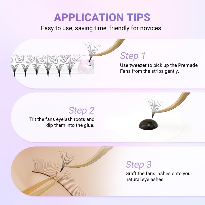 NAGARAKU 5D Ready-Made Fan Eyelashes, 320 Fans Volume, Premade Fans
