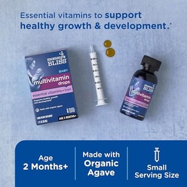 Mommy's Bliss Multivitamínico + Hierro Bebé. Ingredientes Naturales y Orgánicos. Contiene Vitaminas Esenciales A, B, C, D y E. 30 ml. Contribuye el De