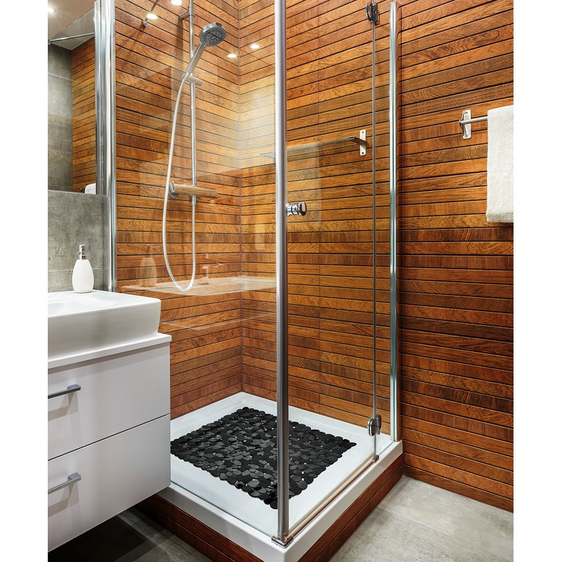 Circul Shower Mat 53 x 53 cm Black Stone Look