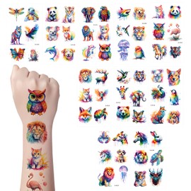 MOTIBACK Temporary Tattoos for Kids, 10 Pcs Painted Animals Tattoos for Kids, Festival Party Stickers for Boys and Girls