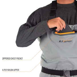 FROGG TOGGS Canyon II Breathable Stockingfoot Chest Wader, Gray, Large