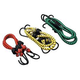 WARESHARK Pack of 3 Elastic Bungee Cords With Hooks, Bungee Ropes Bungee Straps Tent Rope Camping Accessories for Luggage Packing Suitcase Car Roof Rack (100cm)