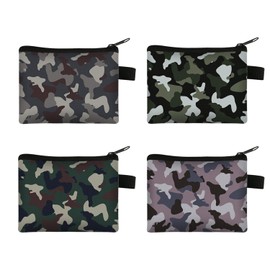 Pack of 4 Camouflage Purse, Men's Purse, Women's Purse with Zip, Small Zip Pocket, Coin Pocket, Purse and Bag, Children's Purse with Zip, multicoloured, Modern