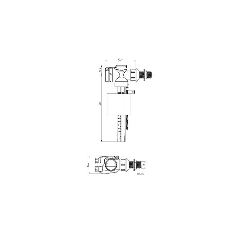 VeeBath Toilet Inlet Valve Side Entry, Inlet Float Valve 1/2