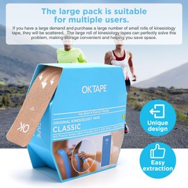 OK TAPE Kinesiology Tape Pre Cut Strips, Breathable Latex Free Athletic Tape Roll for Muscle, 2in×10in/PCS,150 PCS