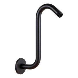 OFFO - Brazo de extensión de cabezal de ducha de 8 pulgadas, bronce aceitado en forma de S con brida de altura alta, cuello de ganso y brazo de ducha