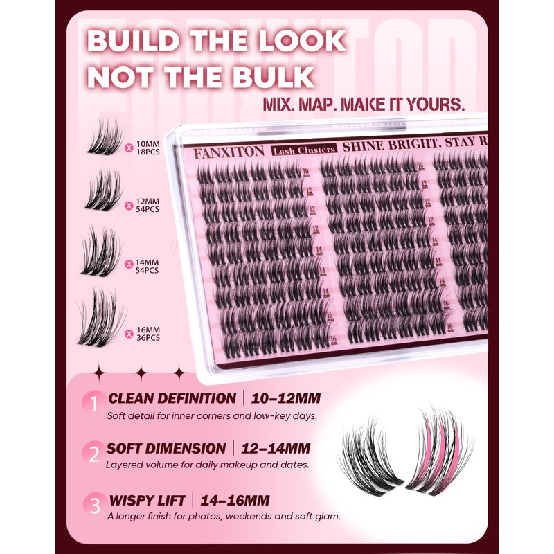 Natural Wispy Lash Clusters 10-16mm Mixed Length