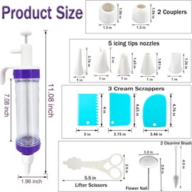 MEZOKUCEL 15Pcs Dessert Decorating Syringe Set, Dessert Decorator Plus Icing Dispenser Cupcake Filling Injector Set, Piping Syringe Kits with Nozzles Brush and Scrapers Dessert Decorating