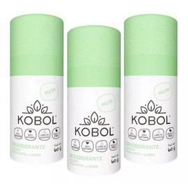 KOBOL NATURA| 3 Piezas de Desodorante Natural Eucalipto-Limón Vegano Push Up 12hrs Reales contra el mal olor | SIN Bicarbonato