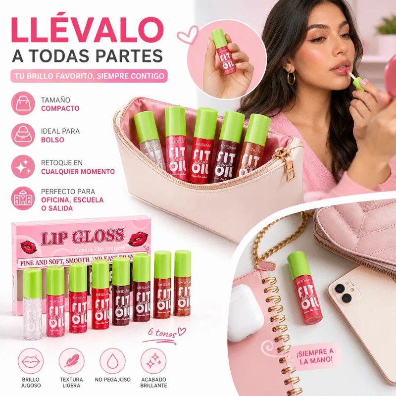Set De Cuidado Labial Hidratante Glossy Liquid Lip Oil Gloss