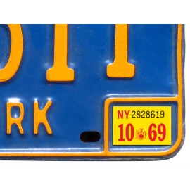1969 New York Registration, License Plate Sticker, YOM, NY, Tag, DMV