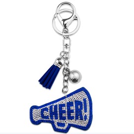 Cheer Keychain Bling Cheerleading Gifts for Girls Teens Cheerleading Gift for Cheerleader Coach Bag Charms for Purse Handbags Backpacks Cheerleading Accessories Rhinestone Cheer Gifts Bulk for Team