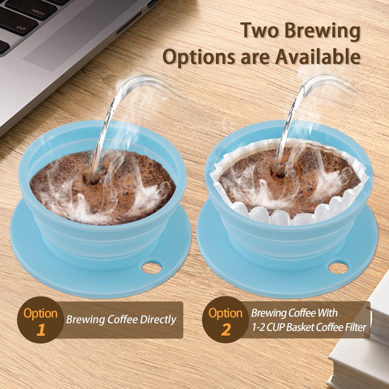 VVGCS Collapsible Pour Over Coffee Dripper Single Cup, Paperless Travel