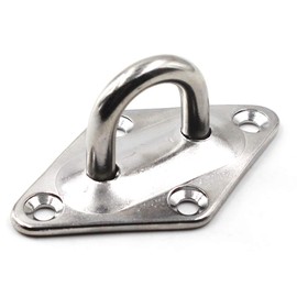 Ceiling Wall Mount Hook Heavy Duty Anchor Diamond Pad Eye Plate 5mm 3/16" 304 Stainless Steel Great for Yoga Swings Hammocks/Boat Rigging/Marine Deck Hardware/Suspension Training Straps