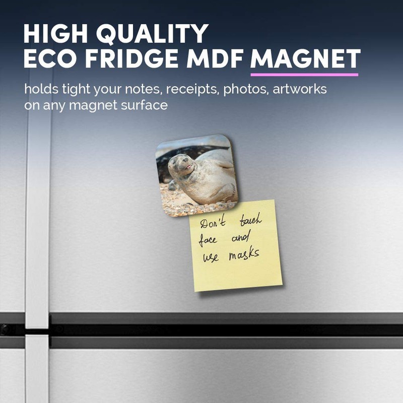 1 x Square MDF Fridge Magnet - Cute Grey Seal