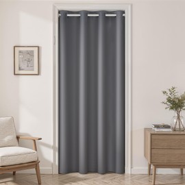 Topfinel Blackout Curtain, Room Divider, Insulation, 1 Panel, Eyelets, Tension Rod, Doors, View Blocking, Entryways, Kitchens, Width 39.4 Inches (100 cm), Length 70.9 Inches (180 cm), Dark Gray