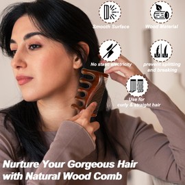 3 in 1 Gua Sha Massager,Wooden Scalp Massage Comb, Acupressure Tool, Meridians Massage Tool for Hair, Head, Face, Eye, Neck, Body, Head Massager for Men and Women