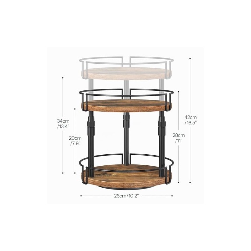 HOOBRO Spice Rack, Kitchen Rack, 2-Tier Height Adjustable, Rotating Spice
