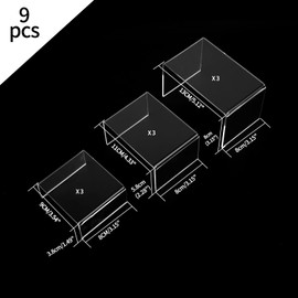 ywchoshe 9 Pz Alzate di Display in Acrilico, Alzate per Espositori Gioielli, Espositore Vetrina in Trasparente, Scaletta Esposizione per Display, Figure, Buffet, Cupcakee, Modellismo