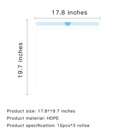 Self-cleaning Cat Litter Box Waste Bags, Drawstring Pet Litter Bags, 20" x 18"(3 Rolls)