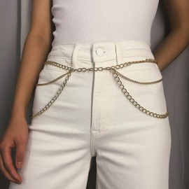 Zookey Gold Waist Chain Belt Women's Belly Chain Waist Chains Multilayer Metal Chain Belt Night Club Rave Body Chain Jewellery