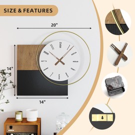 HOITUZYUS Farmhouse Silent Wall Clock, Non-Ticking Wooden Dial Clock for Living Room, Battery Operated Decorative Clocks for Entryway, Bedroom, and Home Office
