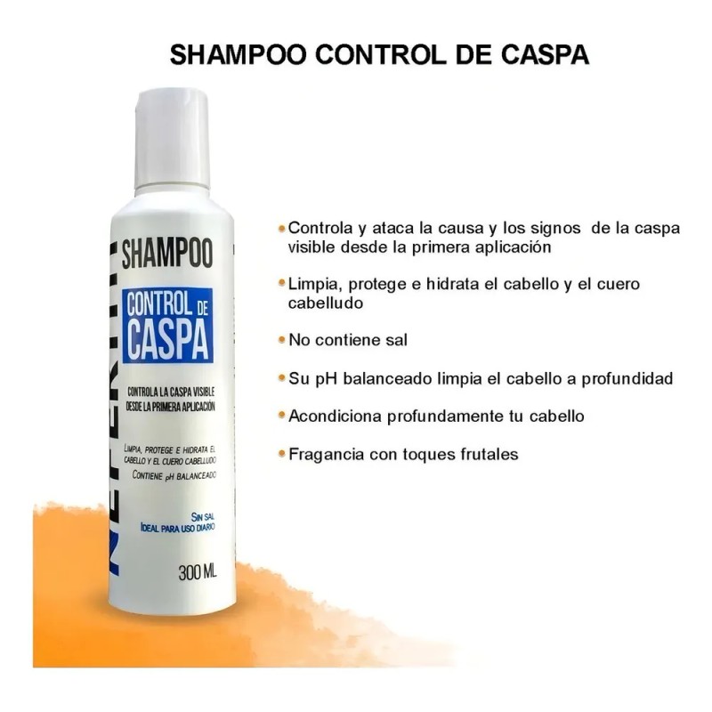 Shampoo Sin Sal Para Control De Caspa Nefertiti 300ml