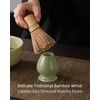 ZENS Matcha Whisk Set, 17oz Ceramic Matcha Bowl with Spout