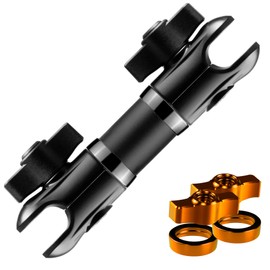 Tackform 5" Long 20mm Ball and Socket Arm DuraLock 20 Series Aluminum Tube Arm | Dual 20mm Sockets and Optional Anti-Theft Knobs | Black with Orange Billet Accent Kit