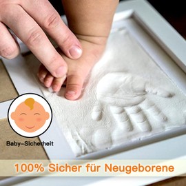 Baby Handprint and Footprint Set, PewinGo Plaster Print / Imprint Set with Real Wood Picture Frame - Perfect Gift Idea for Baby Shower Gift / Baby Shower, Paw Print, Cat/Dog